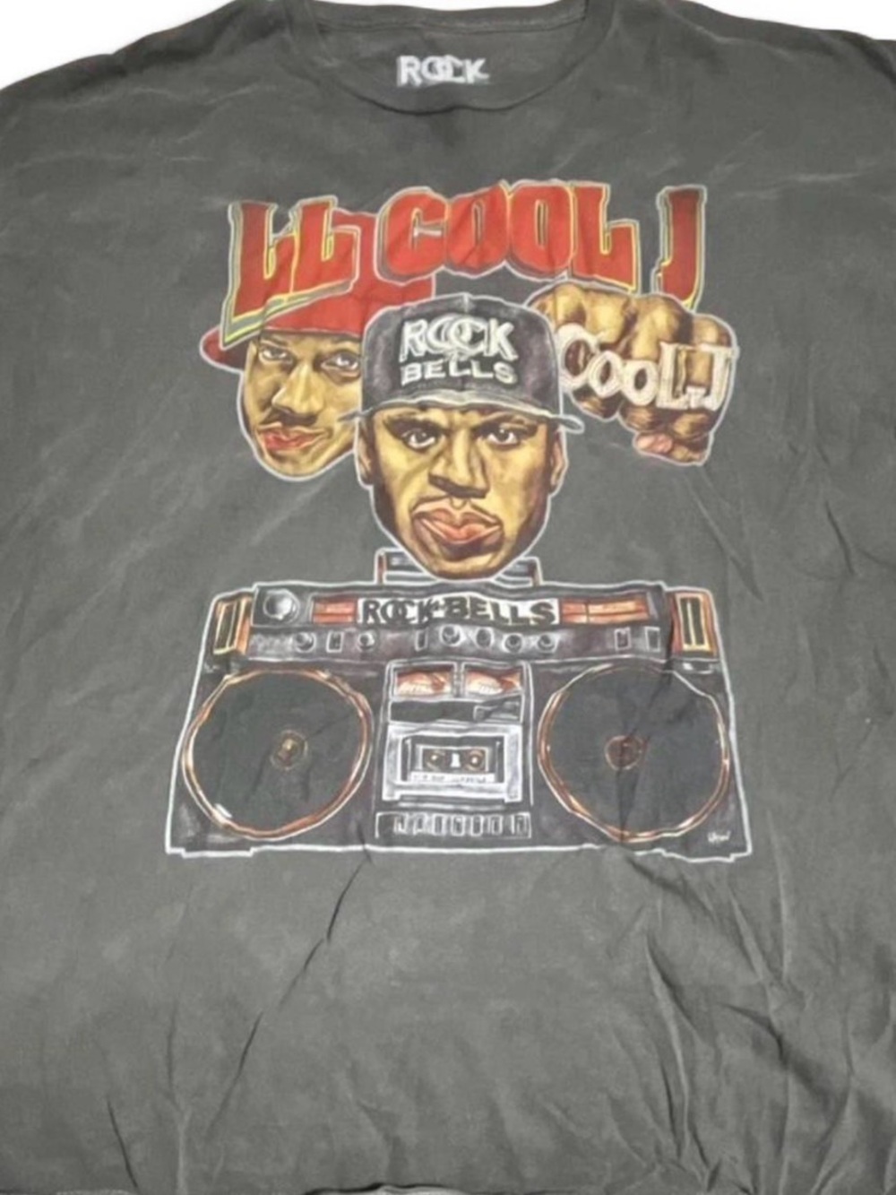 LL Cool J Graphic Tee with Rock Bells Logo - Charcoal